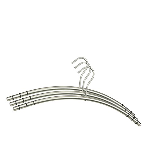 6 Stück Designer Kleiderbügel aus Edelstahl von DIES&DAS rostfrei matt gebürstet rutschfest mit 6 Stk. antirutsch Silikon- Gummiringen im Schulterbereich Garderobenbügel in einem sehr schönem Design Anti- Rutsch Bügel Edelstahl