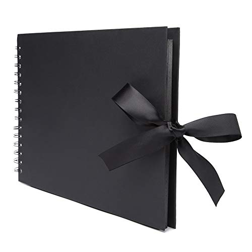 Fotoalbum zum Selbstgestalten, VEESUN 100 Schwarze Seiten (50 Blatt) Scrapbook Fotobuch zum Einkleben, 20x20cm Spiralalbum Vintage Fotoalben, Weihnachts Geburtstagsgeschenke für Frauen Männer, Schwarz
