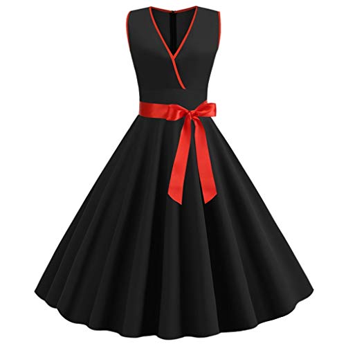 Yesmile Damen 1950er Vintage Cocktailkleid Rockabilly Retro Schwingen Kleid Faltenrock