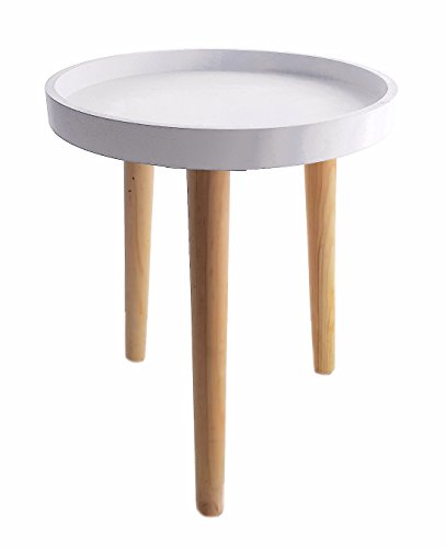 Deko Holz Tisch 36x30 cm - weiß - kleiner Beistelltisch Couchtisch Sofatisch