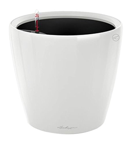 LECHUZA 'CLASSICO Premium LS 50' Pflanzgefäß mit Erd-Bewässerungs-System, Weiß Hochglanz, 50 x 50 x 47 cm
