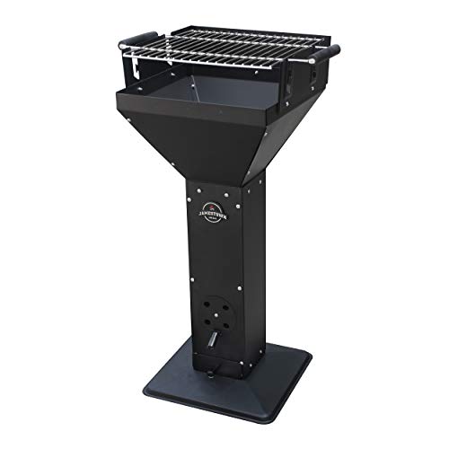 Jamestown TED Holzkohle-Säulengrill mit Stahlsockel inkl. Lüftungsschieber für optimale Regelung der Belüftung | Hochwertiger Grill aus Edelstahl mit robustem Standfuß