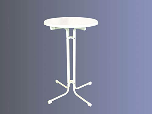 Lönne Stehbiertisch weiß (klappbar) 85 cm, mit Schirmloch