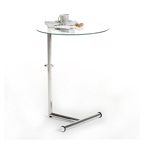 Couchtisch LEONIE Glas Beistelltisch Wohnzimmertisch höhenverstellbar in Klarglas/chrom