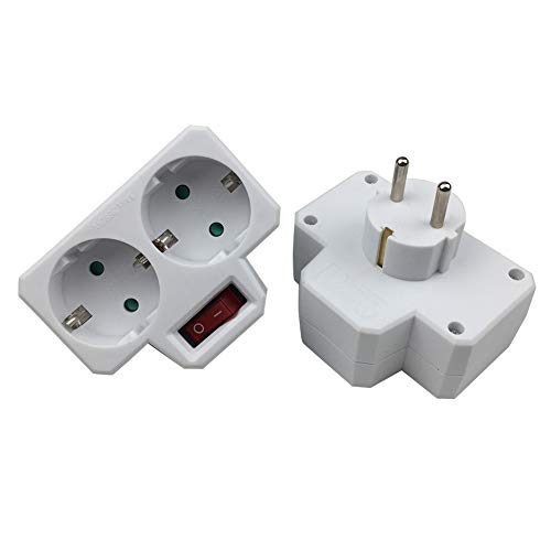 HshDUti Eu-stecker 16A 250 V Socket Tragbare Heimreise 1- bis 2-Wege-netzteil Steckdose White EU Plug