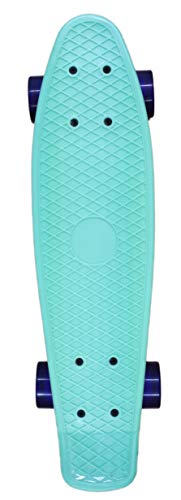For Sport Skateboard 55 cm Mini Cruiser ABEC 7 Kugellager Retro Stil Rollen Komplett fertig montiert (Green)