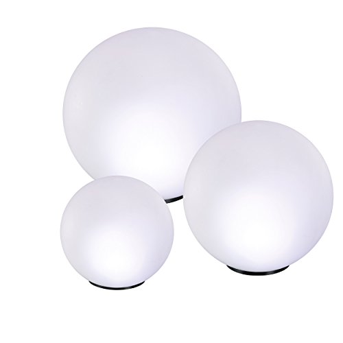 Solar Leuchtkugel 3er Set 20,30 und 40 cm 7 Lichtfarben Dauerlicht oder Wechsellicht 8 Std. Leuchtdauer Solarleuchte esotec 102614