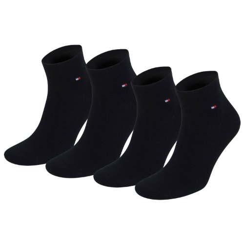 TOMMY HILFIGER Herren Flag Casual Business Quarter Socken 4er Pack (Black, 39-42)