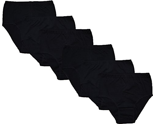 6 Stück Damen Baumwolle Slips Unterwäsche Taillenslips (Schwarz | 48-50)
