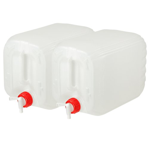 2x Wasserkanister 10L Trinkwasserkanister Behälter mit Deckel und Ablasshahn