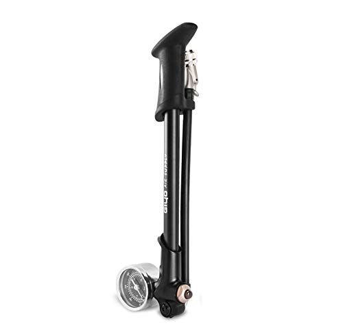 GIYO Dämpferpumpe, Mountainbike, Gabelpumpe, Pumpe für Federungselemte mit Barometer, 21 bar 300 PSI (Schwarz), Neues Modell 2019
