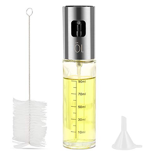 Vegena Öl Sprüher, Ölsprüher Essig und Öl Spender Flasche Oil Spray Bottle Sprayer Dispenser Sprühflasche Glas für BBQ Grillen Brot Backen Braten Pasta Salate Küche Kochen (100ML)