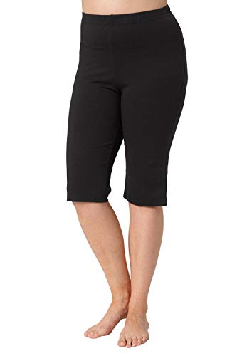 Ulla Popken Damen große Größen Damen große Größen bis 68, Leggings, Capri-Hose, einfarbig, pflegeleicht und bequem, 3/4-Länge schwarz 42/44 567565 10-42+