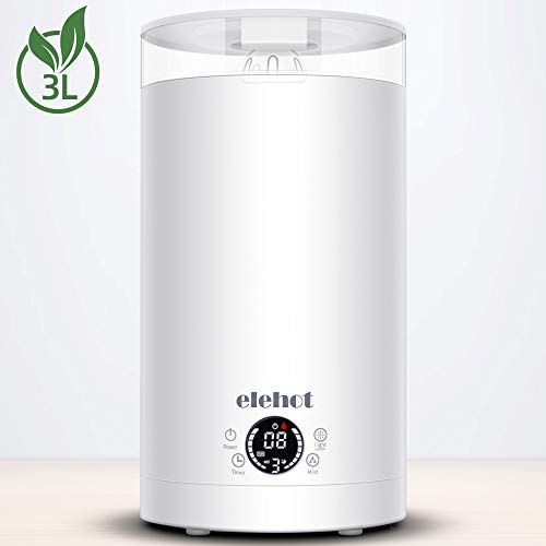 Luftbefeuchter Ultraschall 3L Humidifier 12 Stunden Timer 7 Farben Nachtlicht 2 Düse Raumluftbefeuchter für Schlafzimmer Büro von ELEHOT