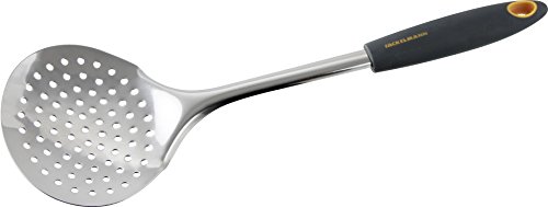 Fackelmann Abseihlöffel 34 cm Soft, Küchenhelfer mit Funktionsteil aus Edelstahl, Schaumlöffel mit ergonomischen Griff - spülmaschinengeeignet, Menge: 1 Stück