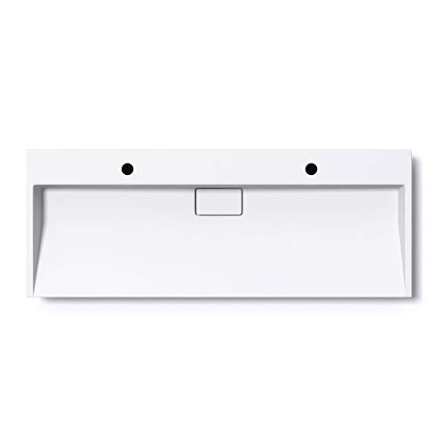 Mai & Mai 120x46x11cm Doppelwaschbecken mit Zwei Hahnlöchern Colossum19 in matt weiß