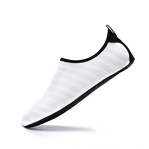 LK LEKUNI Schwimmschuhe Badeschuhe Damen Herren Strandschuhe Surfschuhe Aquaschuhe Barfuß für Wassersport_8888-2_Weiß_4041