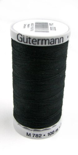 Gütermann Garn Extra Stark Nähgarn Polyester 100m Nähmaschinengarn Universal Reißfest UV Beständig (Schwarz, 1)
