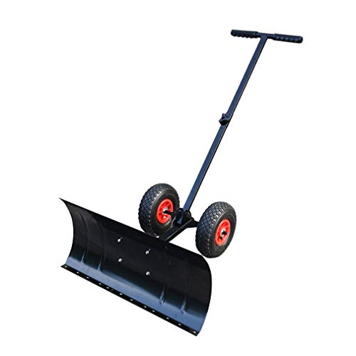 Schneeschieber mit Räder, BlackEdragon Schneeschieber Schneeschaufel Schneeschild Schneeräumer Große mit Räder - Einstellbar Fahrbar, Höhenverstellbar 70cm-104cm