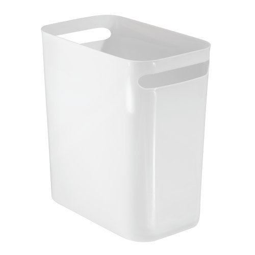 InterDesign Una Papierkorb mit Griffen, Abfalleimer aus Kunststoff für Büro, Küche oder Bad, weiß