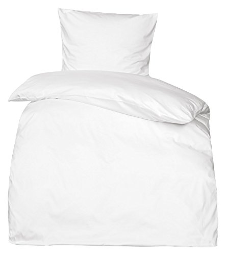 2er Pack Hotelbettwäsche Bettwäsche Linon weiß Serie Moon Classic mit Hotelverschluss 95° kochfest 135x200 / 80x80