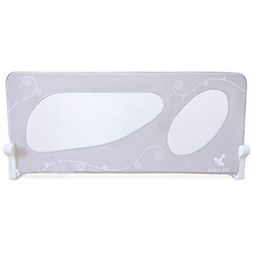 Babyjoy XL Bettschutzgitter 150 cm Grau Kinder Bettgitter Babybettgitter, Weiß Grau