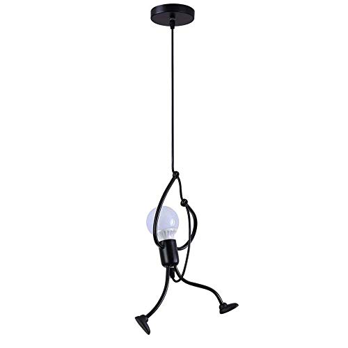 Goeco Pendelleuchte Schwarz Vintage LED Deckenleuchte- E27 Eisen Kronleuchter Modern Cartoon Hängeleuchte für Kinder Schlafzimmer Wohnzimmer Foyer Küche - Lampe nicht Enthalten