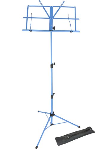 Lawrence LMS02-BL Notenständer, verstellbar, faltbar, mit Transporttasche, Metall, Blau