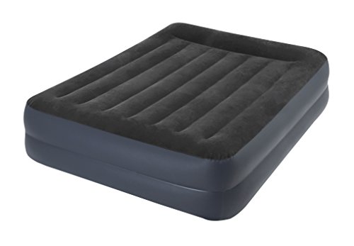 Intex Erwachsene Queen Pillow Rest Raised W/Fiber-Tech Bip Airbed, Top: Black/Bottom: Blue, 152 x 203 x 42 cm