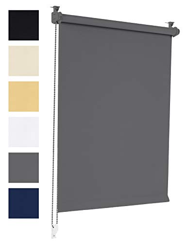 Sonello Verdunkelungsrollo Klemmfix ohne Bohren 40cm x 210cm Grau Verdunklungsrollo Fensterrollo Rollo Seitenzugrollo Klemmrollo für Fenster & Tür