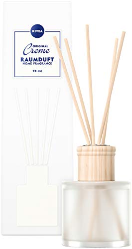 NIVEA Home Raumduft im edlen milchig-weißen Flakon mit dem unvergleichlichen Duft der NIVEA Creme - inklusive 8 Stäbchen - langanhaltend, frisch, intensiv, spritzig, 1 x 70 ml