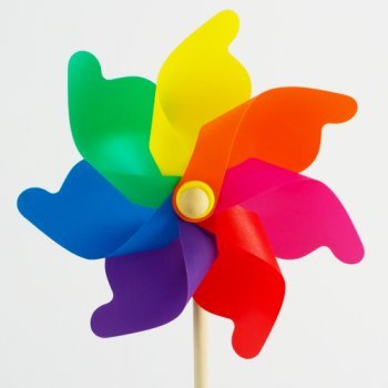 Windspiel - Moulin 31 Rainbow - UV-beständig und wetterfest - Windrad: Ø31cm, Standhöhe: 75cm - fertig aufgebaut inkl. Standstab (Rainbow)