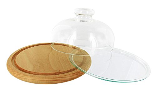 Trendglas Jena Käseglocke mit Bambus- und Glasunterteller, 17 cm