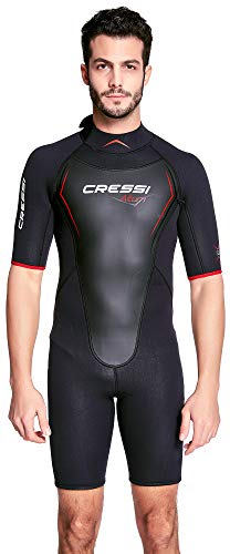 Cressi Altum Wetsuit Shorty Herren Neoprenanzug Premium Neopren 3mm, Schwarz/Rot, XXL