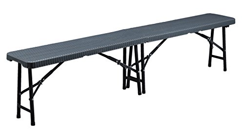 CON:P Klappbare Bank, Rattan-Optik, Kunststoff, anthrazit, 183 x 28 x 43 cm, B46504