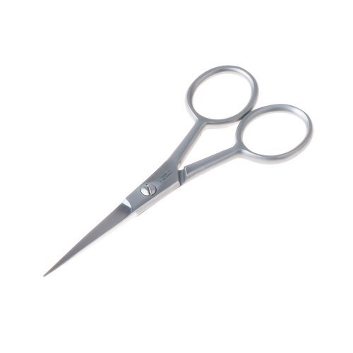 Bartschere 11,5 cm aus rostfreiem mattem Edelstahl einseitig gezahnt für den perfekten Schnitt des Bartes mit regulierbarer Schraube