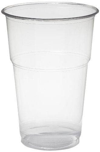Papstar Plastikbecher / Einwegbecher 0.4 l  'pure' (70 Stück), Bio-Kunststoff PLA Durchmesser 9.5 bis 13.2 cm glasklar mit Schaumrand, biologisch abbaubar, #16175