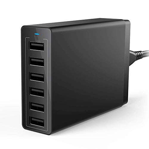QJGhy USB hub USB-Ladegerät, 6-Port-USB-Handy-Ladegerät 5V10A Universal-Ladegerät Multi-Port-Reiseladegerät 50W Smart Charger USB Adapter (Color : Black)