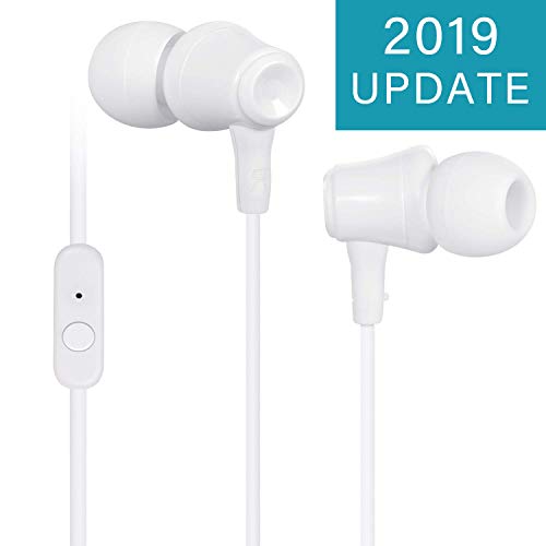 TOPLUS In Ear Kopfhörer, Stereo Ohrhörer mit Mikrofon & Fernsteuerung Kopfhörer Noise Cancelling Bass-Sound für Phone, Pad, Samsung, Galaxy, Huawei, Android, Smartphones, MP3 Players usw.(Weiß)