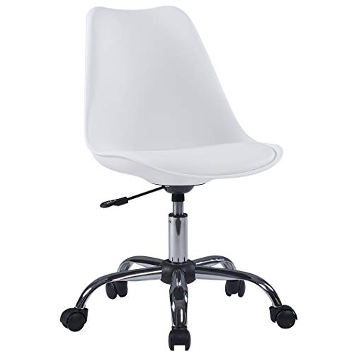 Duhome Bürostuhl Kunststoff Kunstleder Weiß Drehstuhl Schreibtischstuhl ergonomisch Retro Design höhenverstellbar Farbauswahl 518SF