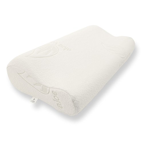 Luxamel Kopfkissen, Nackenkissen mit Aloe Vera Kissenbezug, Kissen, Viskosekissen für Kopfkissenbezüge in 80x40cm, orthopädisches Kopfkissen gegen Kopf und Nackenschmerzen / Allergiker-freundlich 62x32/13/8cm ((Einzel)