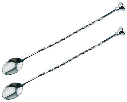 Buddy´s Bar - Barlöffel, hochwertige Barlöffel, lebensmittelecht, gedrehter Stiel inklusive Stößel, 27 cm lang, Edelstahl poliert, 1 Stück