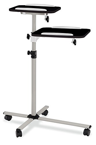 Pronomic PT-6 MKII Beamer- und Projektorwagen Beamertisch Rollwagen Medienwagen für Video-, Dia-, Overhead-Projektoren, Laptoptisch, Notebooktisch (höhenverstellbar, Ablageflächen, neigbar) schwarz