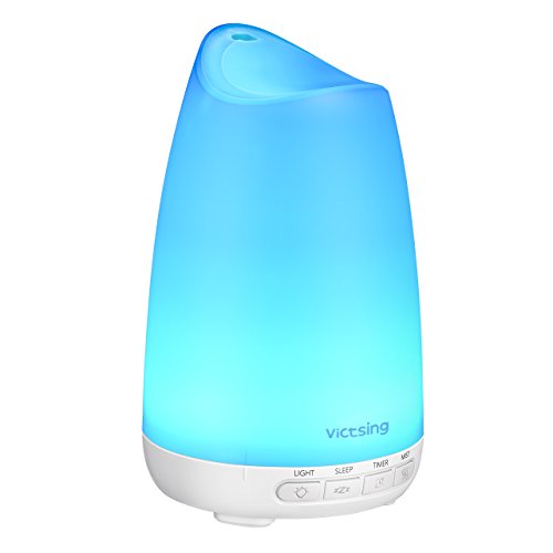 VicTsing Diffusor Aromatherapie, 150ml Aroma Diffuser für ätherische öle, Ultra Leise (21dB) Luftbefeuchter Ultraschall Vernebler, BPA-Free Öle Duftlampe Elektrisch mit 8 Farben LED, Schlafmodus