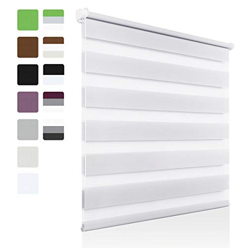 OUBO Doppelrollo Klemmfix ohne Bohren 85 x 150 cm (B x H) Weiß Fenster Duo Rollo