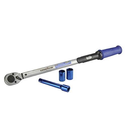 Goodyear Drehmomentschlüssel 75522 Inkl. Verlängerung und Stecknüsse 17 mm und 19 mm