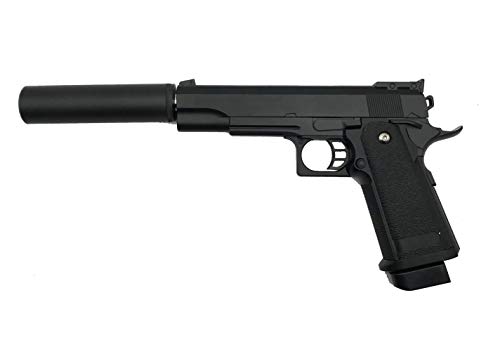 Rayline G6A Voll Metall Softair (Manuell Federdruck) + Schalldämpfer (An-/Abschraubbar), Maßstab 1:1, Gewicht 528g, 6mm Kaliber, Farbe: Schwarz