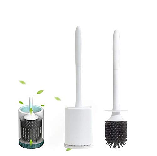Junnom WC-Bürste und Halter, Toilettenbürstenhalter Ohne Bohren Wand Toilettenbürsten für Badezimmer oder Gäste-WC (weiß)
