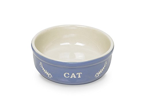 Nobby 73378 Katzen Keramik Schale, Ø 13,5 cm, hellblau-beige