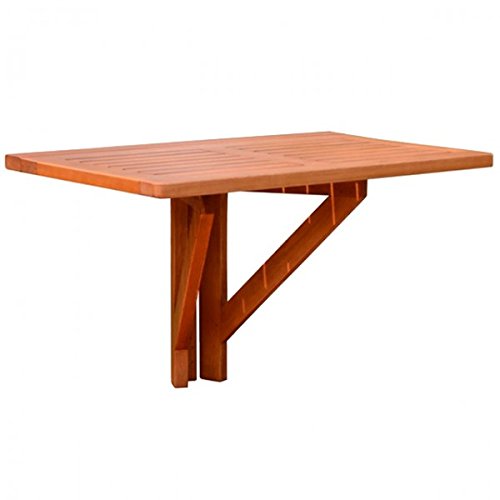 Hängetisch STANFORD Balkontisch Klapptisch Eukalyptus 60x40cm Balkon Gartentisch Gartenmöbel Holz